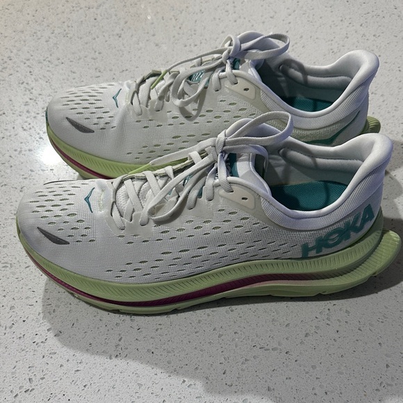Hoka Women's White and Teal Running Shoes